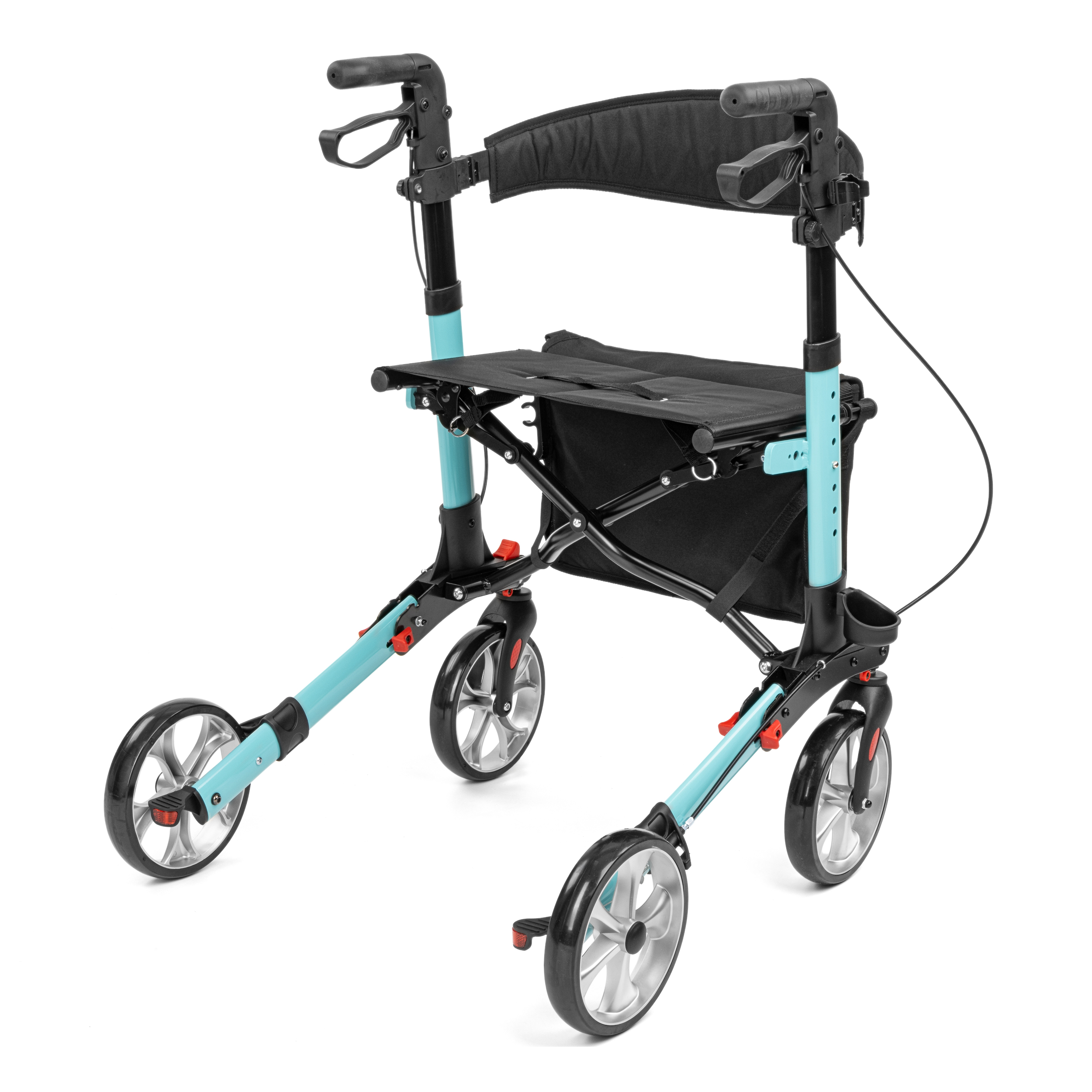 rolator_yola_2 - fizio trgovina electric mobility scooter with teal frame, black seat, and four wheels; handlebar-style controls at the front.