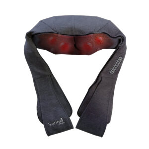 Neck massage wrap with red LED heat nodes and control panel on the side, shown against a white background.