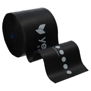 Coiled black grip tape roll with a blue inner core, shown angled with part of the tape unrolled.