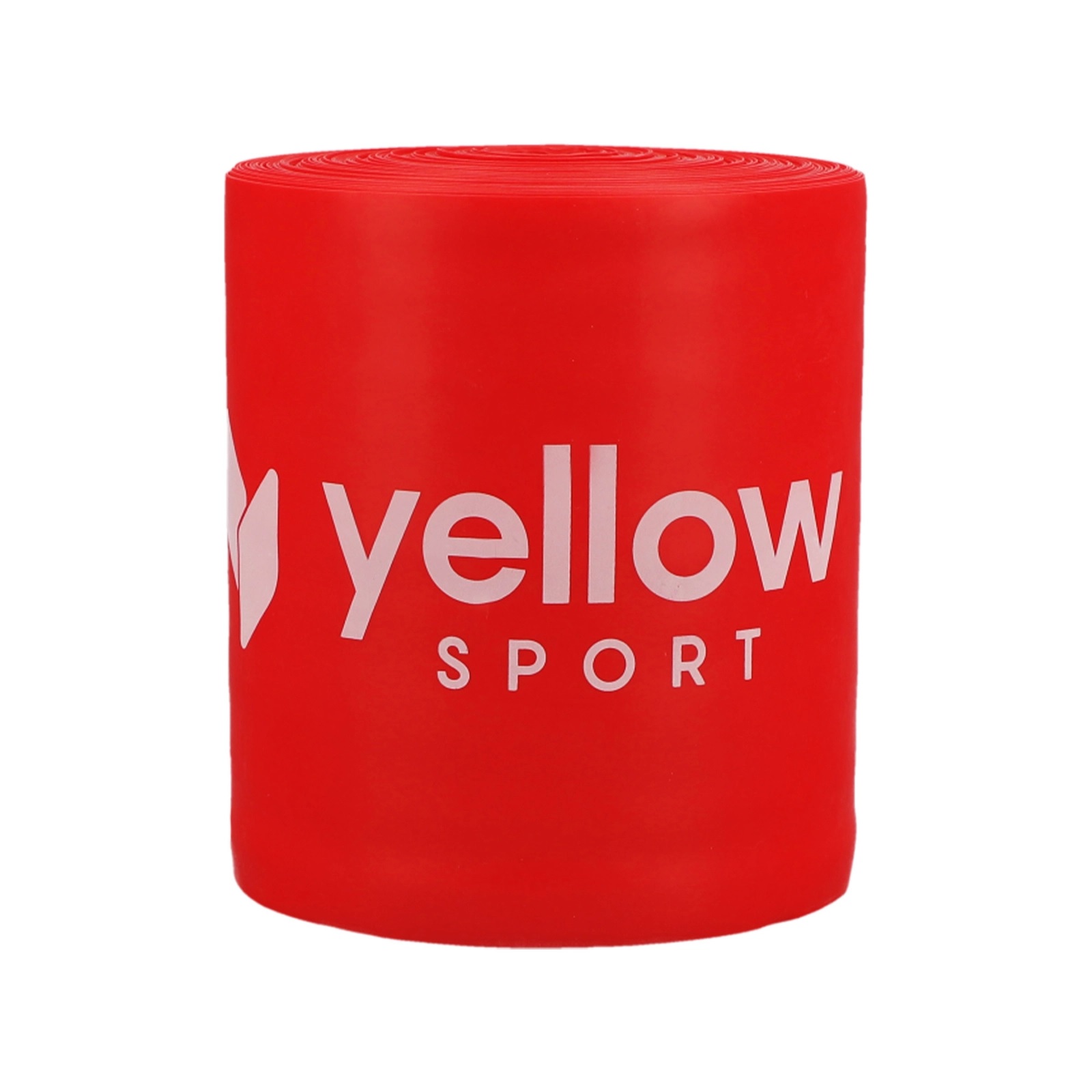 elasticni_trak_30m_7 - fizio trgovina close-up of a red foam roller with white 'yellow sport' branding along its side.
